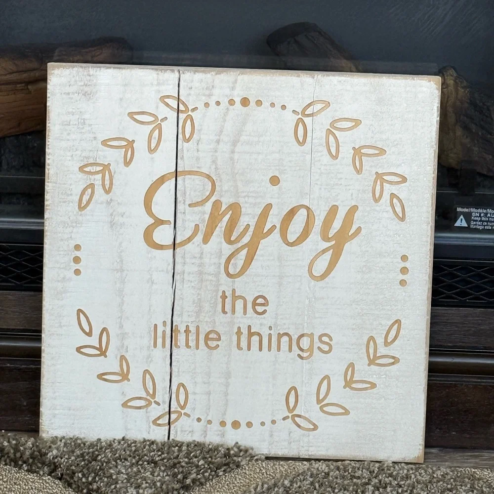Vintage Pier 1 Enjoy The Little Things Wall Decor Sign 14x14”